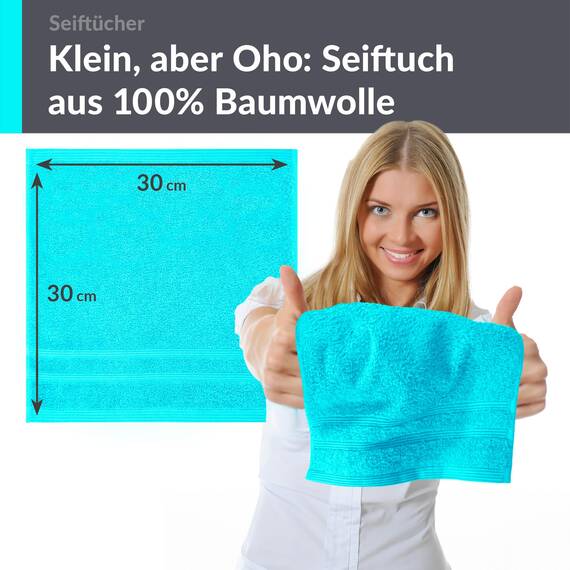 Lashuma 2X Frotteetücher Bad Türkis - Lagunen, London Waschlappen Baby 30x30 cm