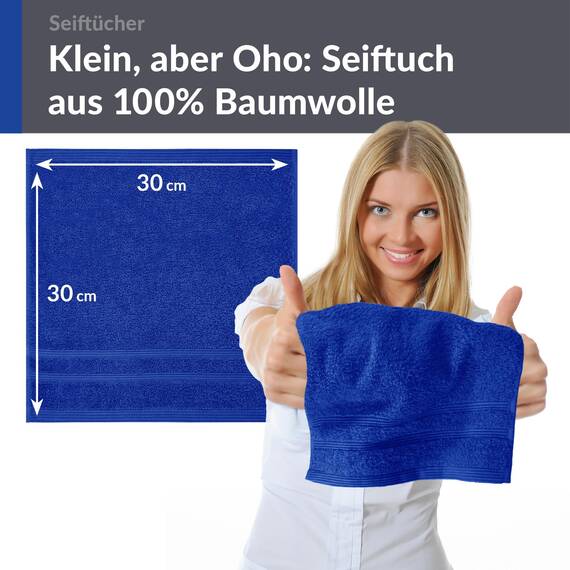 Lashuma Frottee Waschlappen Set 30x30 cm, London 2er Set Mini Handtücher Azur Blau, Weiche Kinderhandtuch aus Baumwolle