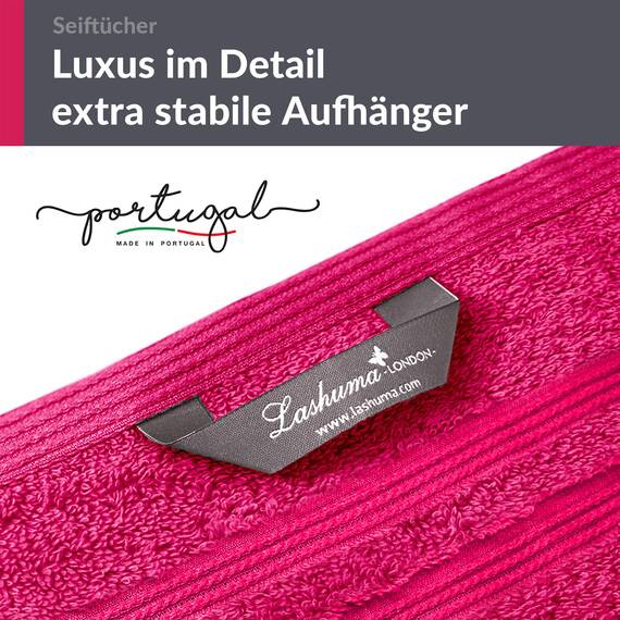 Lashuma 2er Set Handtuch klein Rot - Rhabarber, London Frottee Seiftücher 30x30 cm