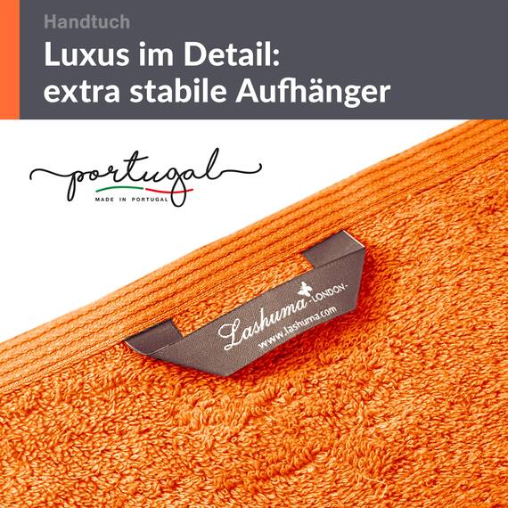 Lashuma Frottee Handtücher Set Orange - Clementinen, London 2X Flauschiges Handtuch 50x100 cm