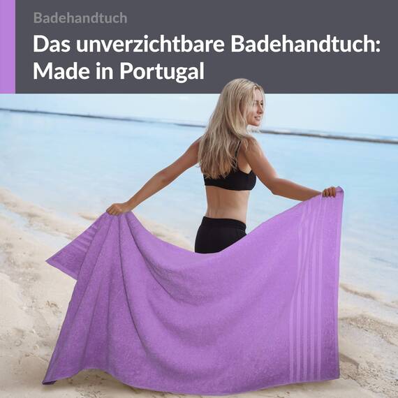 Lashuma Schulter Badehandtuch 100x150 cm Lila - Flieder, London großes Frottee Handtuch aus 100% Baumwolle