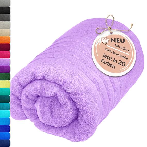Lashuma Schulter Badehandtuch 100x150 cm Lila - Flieder, London großes Frottee Handtuch aus 100% Baumwolle