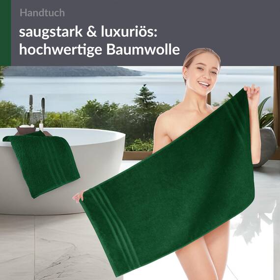 Lashuma Handtuch Set 50x100 cm aus hochwertiger Baumwolle Tannengrün,London Flauschige Handtücher für Männer und Frauen