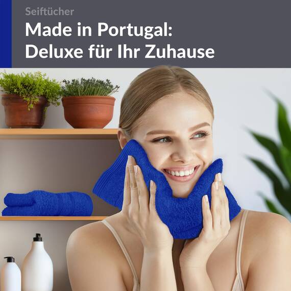 Lashuma Frottee Waschlappen Set 30x30 cm, London 2er Set Mini Handtücher Azur Blau, Weiche Kinderhandtuch aus Baumwolle
