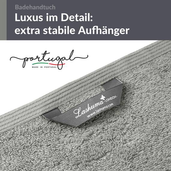 Lashuma Badetuch groß 100x150 cm, London Frottee Strand Badetuch XXL Grau - Stein