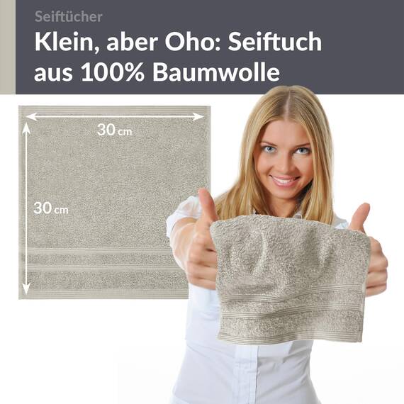Lashuma 2 Stück Waschlappen Gesicht Grau - Kiesel, London kleine Gästehandtücher 30x30 cm