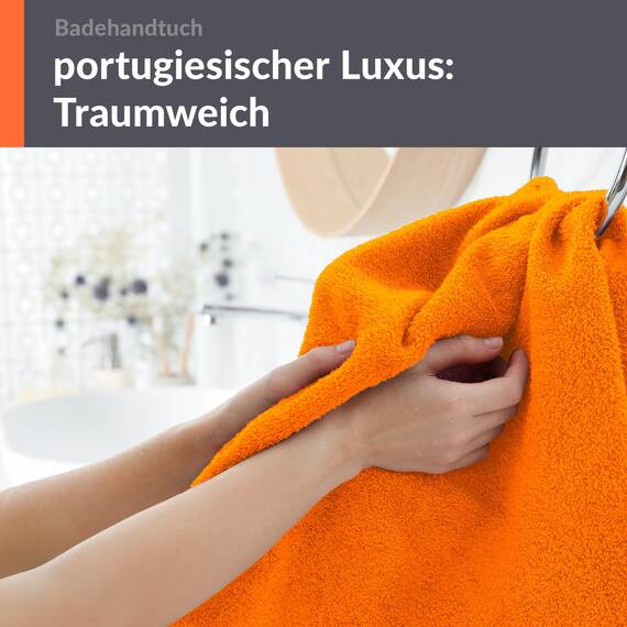 Lashuma Badetuch groß Orange - Clementinen, London Frottee XXL Duschtuch 100x150 cm