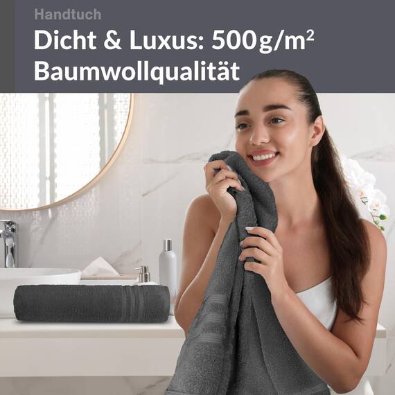 Lashuma Frottee Handtuch Set Grau - Anthrazit, London Baumwolle 2X Frottierhandtücher 50x100 cm