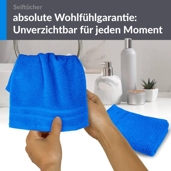 Lashuma Baby Waschlappen 30x30 cm, London 2er Set Jungen Seiftuch Karibik Blau, Flauschige Baumwolle, Ideal für das Baby und Kinder