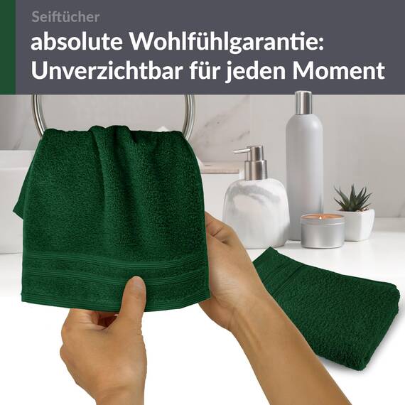 Lashuma Waschlappen Baby 30x30 cm aus Baumwolle, London Seiftücher 2er Set Tannengrün, Weich, Ideal für Baby und Kinderpflege