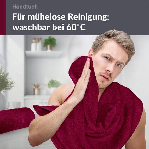 Lashuma Wellness Handtuch Set Damen 50x100 cm in Kirsch - Rot, London Flauschige Frottee Handtücher für das Badezimmer und Spa