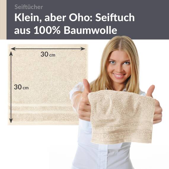 Lashuma Waschlappen Baby 30x30 cm Natur London 2er Set aus Baumwolle, Weiche Frottee Waschlappen für das Gesicht und Kinder