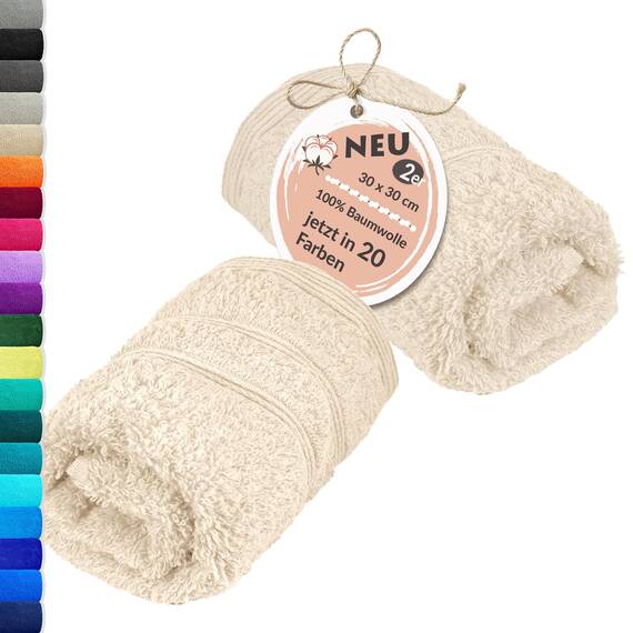 Lashuma Waschlappen Baby 30x30 cm Natur London 2er Set aus Baumwolle, Weiche Frottee Waschlappen für das Gesicht und Kinder