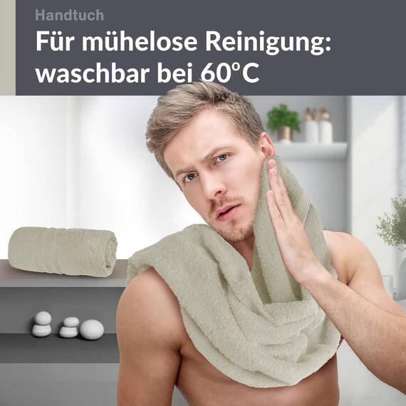 Lashuma 2er Handtuch Set Grau - Kiesel, London Geschenkset 2X weiche Handtücher 50x100 cm