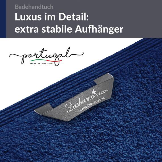 Lashuma Handtuch groß 100x150 cm, London saugstarkes XXL Frottee Duschtuch Blau - Marine