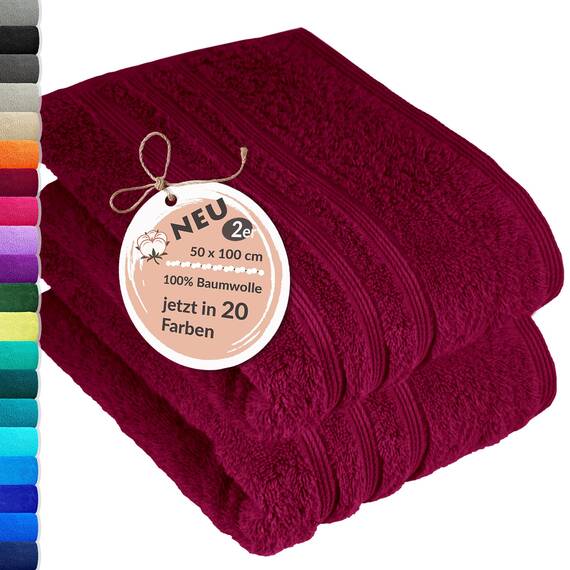Lashuma Wellness Handtuch Set Damen 50x100 cm in Kirsch - Rot, London Flauschige Frottee Handtücher für das Badezimmer und Spa