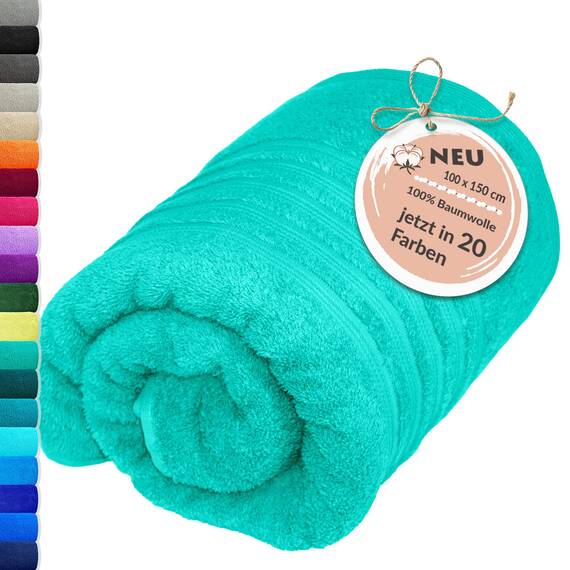 Lashuma Badetuch XXL 100x150 cm Baumwolle - Meeres Türkis, London Duschtuch luxuriöses Frottee Handtuch für Damen und Herren, Perfekt für Bad – Urlaub