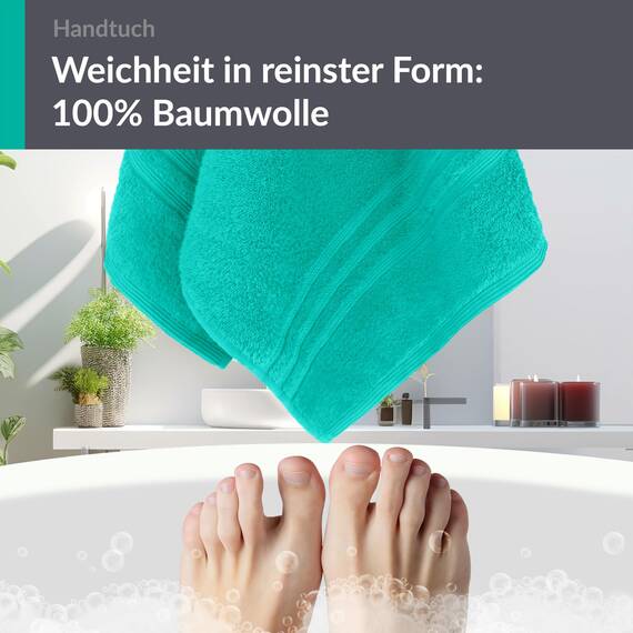 Lashuma Frottee Handtücher Set 50x100 cm Meeres Türkis, London Weiche Baumwolltücher, Perfekt für Strand, Bad und Wellness