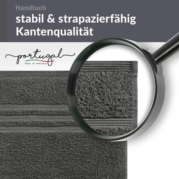 Lashuma Frottee Handtuch Set Grau - Anthrazit, London Baumwolle 2X Frottierhandtücher 50x100 cm