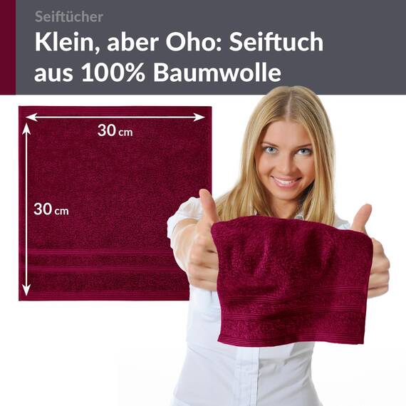 Lashuma Waschlappen 30x30 cm Kirschrot, London 2er Set kleine Handtücher aus Baumwolle, Ideal für Baby, Kinder und als Gesichtstuch