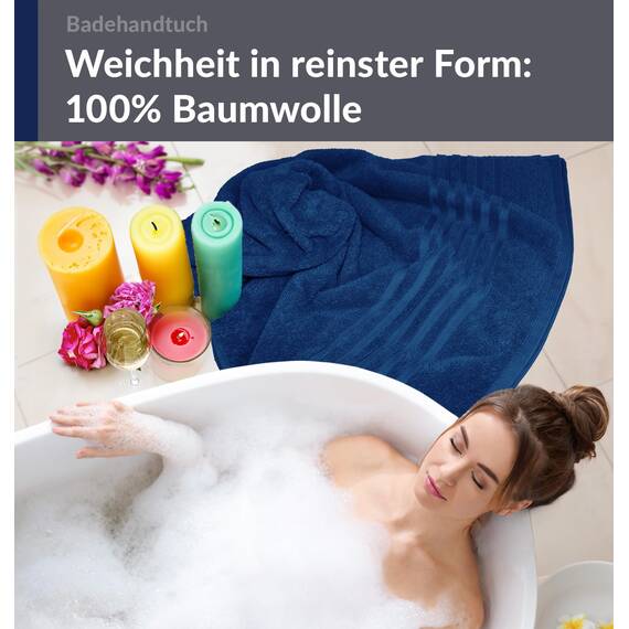 Lashuma Handtuch groß 100x150 cm, London saugstarkes XXL Frottee Duschtuch Blau - Marine