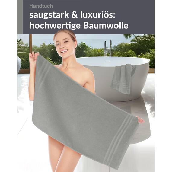 Lashuma Handtücher 50x100 cm 2er Set Grau - Stein, London Frottee Baumwollhandtücher Herren