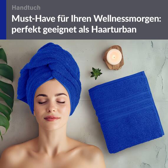Lashuma Wellness Handtuch Set 50x100 cm aus hochwertiger Baumwolle Azur Blau, London Luxuriöses Handtuch Geschenkset für Damen, Ideal für Spa und Entspannung