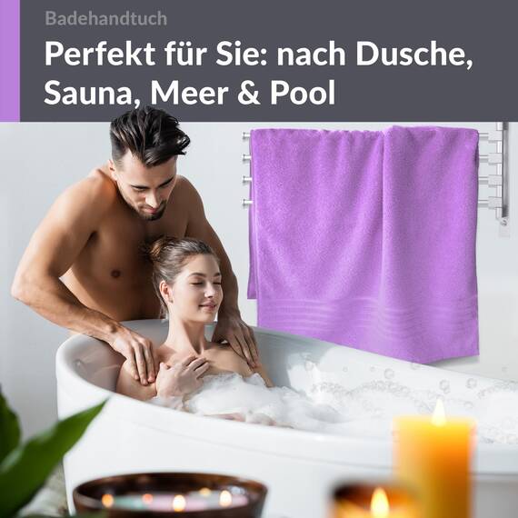 Lashuma Schulter Badehandtuch 100x150 cm Lila - Flieder, London großes Frottee Handtuch aus 100% Baumwolle