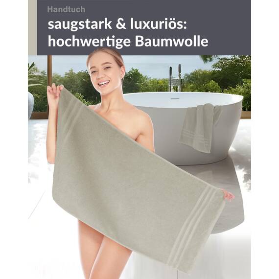 Lashuma 2er Handtuch Set Grau - Kiesel, London Geschenkset 2X weiche Handtücher 50x100 cm