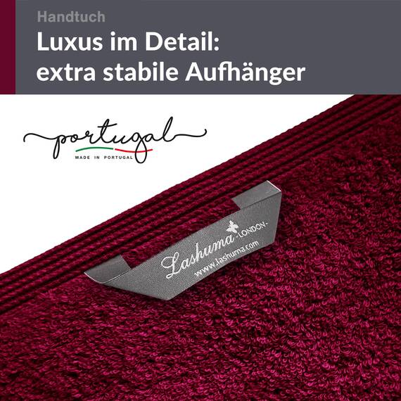 Lashuma Wellness Handtuch Set Damen 50x100 cm in Kirsch - Rot, London Flauschige Frottee Handtücher für das Badezimmer und Spa
