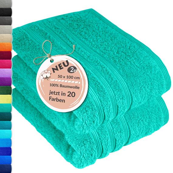 Lashuma Frottee Handtücher Set 50x100 cm Meeres Türkis, London Weiche Baumwolltücher, Perfekt für Strand, Bad und Wellness