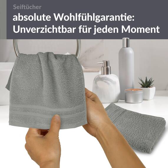 Lashuma kleines Handtuch Set 30x30 cm, London 2X Waschlappen Gesicht Grau - Stein