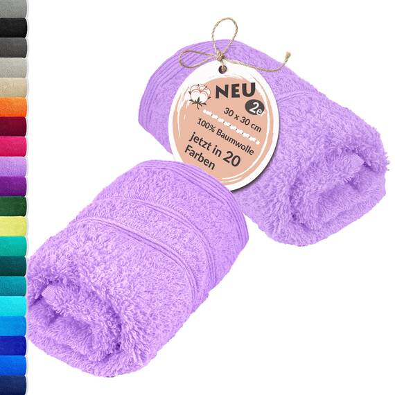 Lashuma 2X Gesichtshandtücher 30x30 cm, London Frottee WC Handtuch Set Lila - Flieder