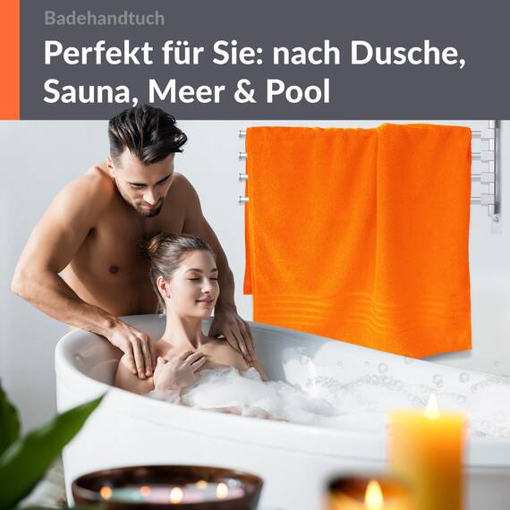 Lashuma Badetuch groß Orange - Clementinen, London Frottee XXL Duschtuch 100x150 cm