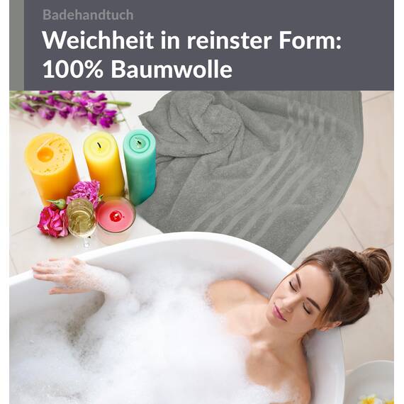Lashuma Badetuch groß 100x150 cm, London Frottee Strand Badetuch XXL Grau - Stein