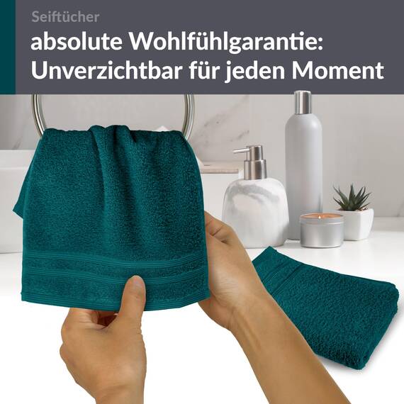 Lashuma 2X Waschtücher Baby Grün - Opal, London Frottee Waschlappen Baumwolle 30x30 cm