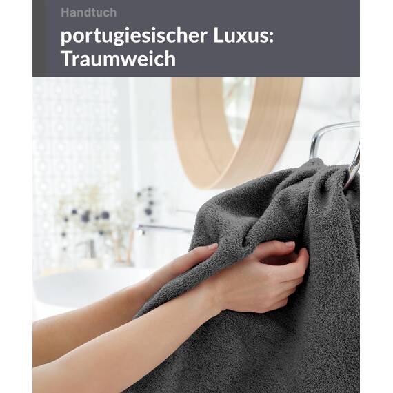 Lashuma Frottee Handtuch Set Grau - Anthrazit, London Baumwolle 2X Frottierhandtücher 50x100 cm