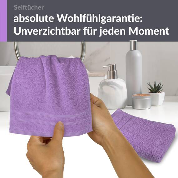 Lashuma 2X Gesichtshandtücher 30x30 cm, London Frottee WC Handtuch Set Lila - Flieder