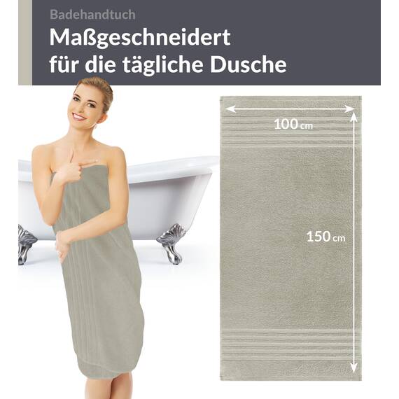 Lashuma Luxus Badetuch groß Grau - Kiesel, London XXL Strand Badehandtuch 100x150 cm