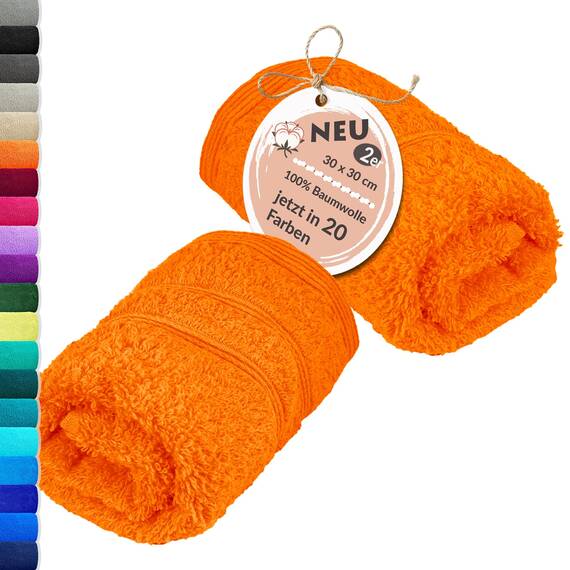 Lashuma 2X Handtuch 30x30 cm Orange - Clementinen, London weiche Frottee Gästehandtücher klein