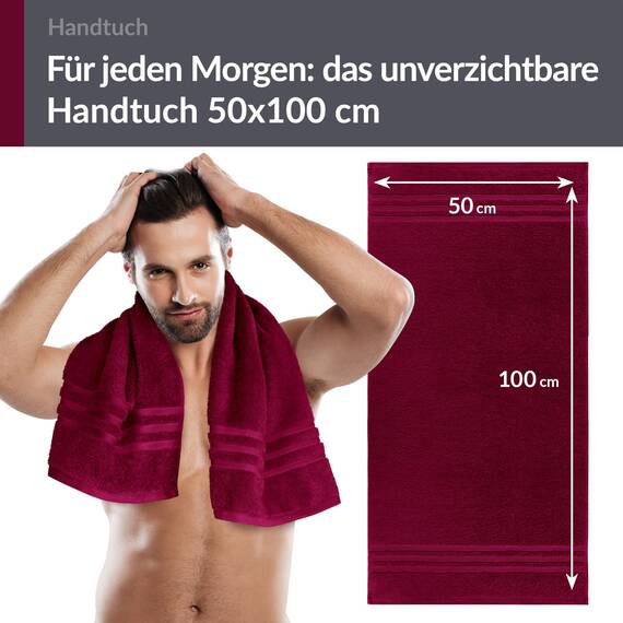 Lashuma Wellness Handtuch Set Damen 50x100 cm in Kirsch - Rot, London Flauschige Frottee Handtücher für das Badezimmer und Spa