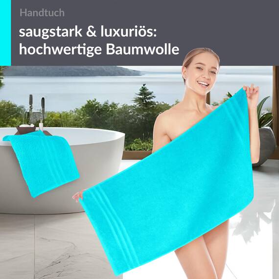 Lashuma 2er Handtuch Set 50x100 cm Türkis - Lagunen, London saugstarke Frotteehandtücher für Bad