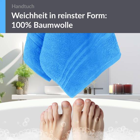 Lashuma Bad Handtuchset Baumwolle Blau - Capri, London 2X Kinder Handtuch 50x100 cm