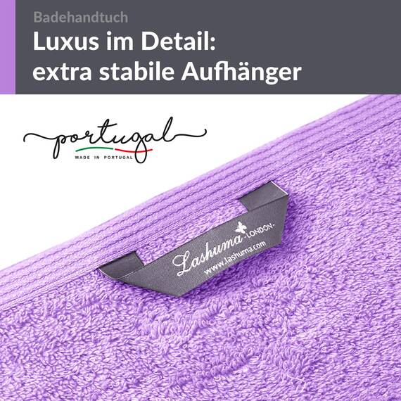 Lashuma Schulter Badehandtuch 100x150 cm Lila - Flieder, London großes Frottee Handtuch aus 100% Baumwolle