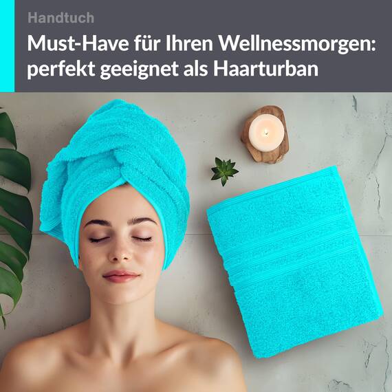 Lashuma 2er Handtuch Set 50x100 cm Türkis - Lagunen, London saugstarke Frotteehandtücher für Bad