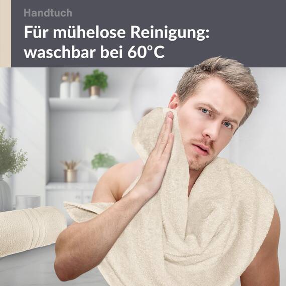 Lashuma Handtuch Set 50x100 cm Natur, London Flauschige Frottee Handtücher aus 100% Baumwolle, Perfekt für Männer und Frauen