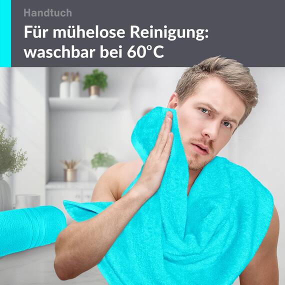 Lashuma 2er Handtuch Set 50x100 cm Türkis - Lagunen, London saugstarke Frotteehandtücher für Bad