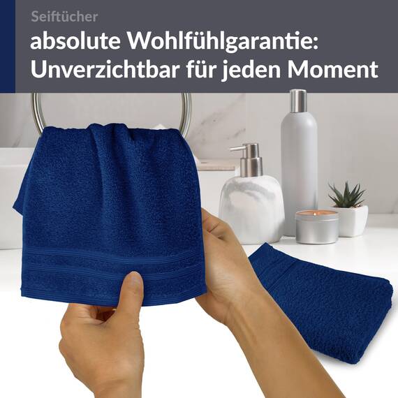 Lashuma 2X Handtuch 30x30 cm, London Flauschige Gesichtshandtücher Blau - Marine