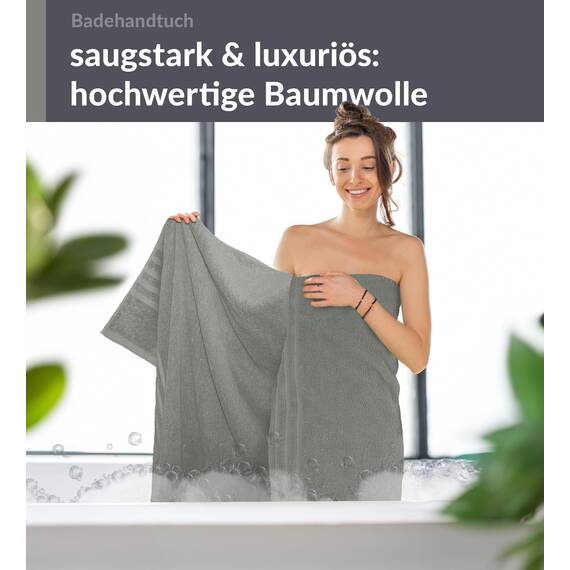 Lashuma Badetuch groß 100x150 cm, London Frottee Strand Badetuch XXL Grau - Stein