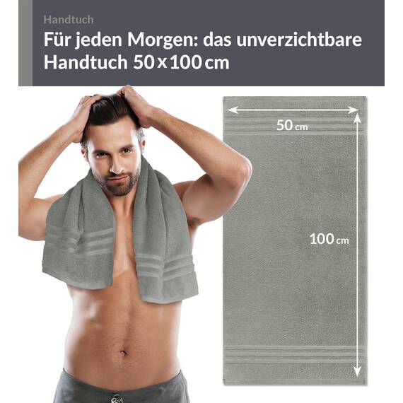 Lashuma Handtücher 50x100 cm 2er Set Grau - Stein, London Frottee Baumwollhandtücher Herren